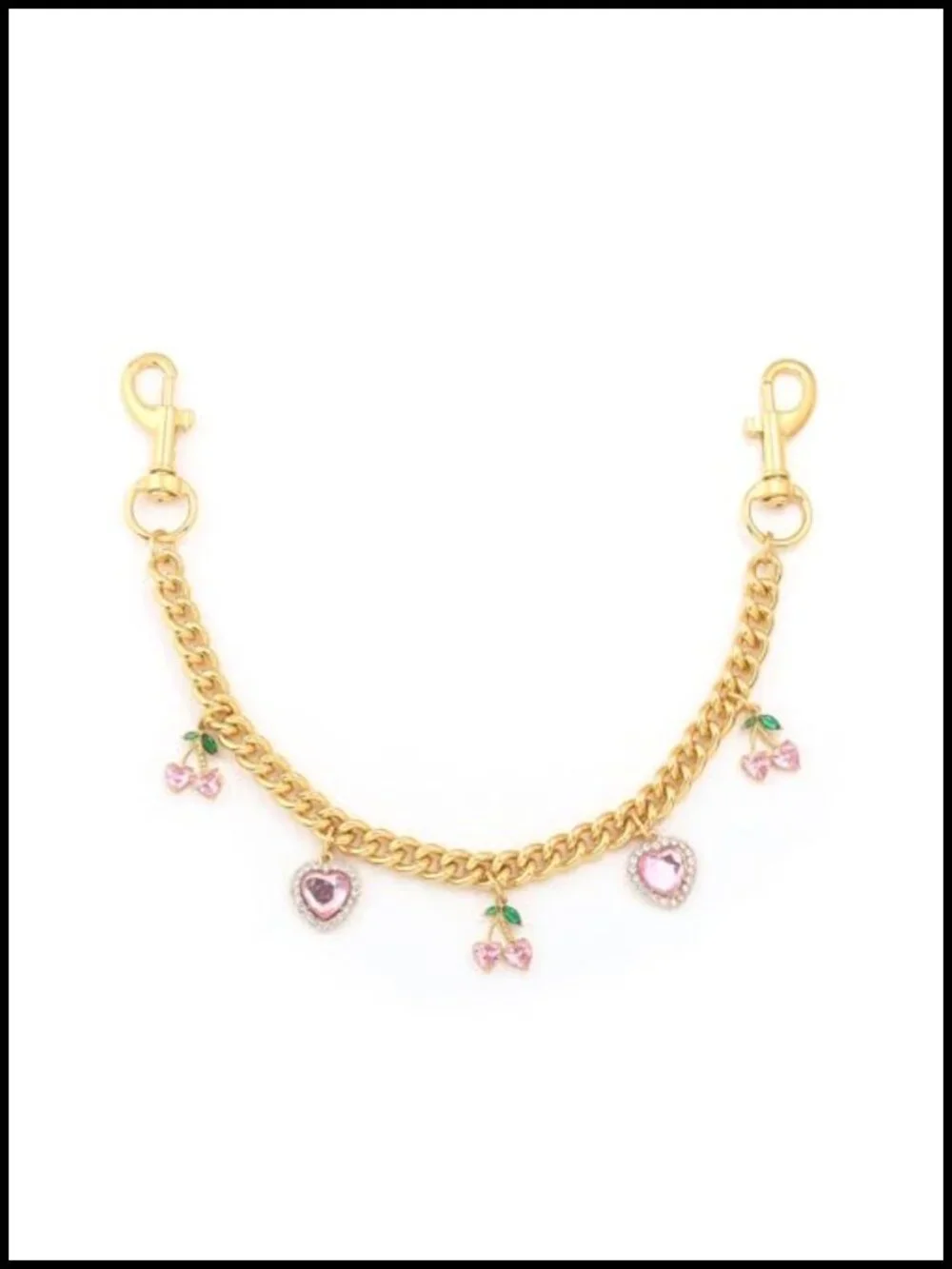 Strawberry Cherry Bag Charm Chain - Gold Purse Keychain Pendant with Lobster